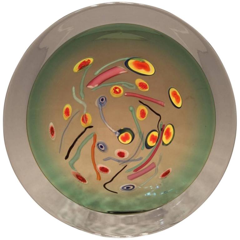 Murano Glass Dish Barbini Attributed, Design 1980 For Sale at 1stdibs