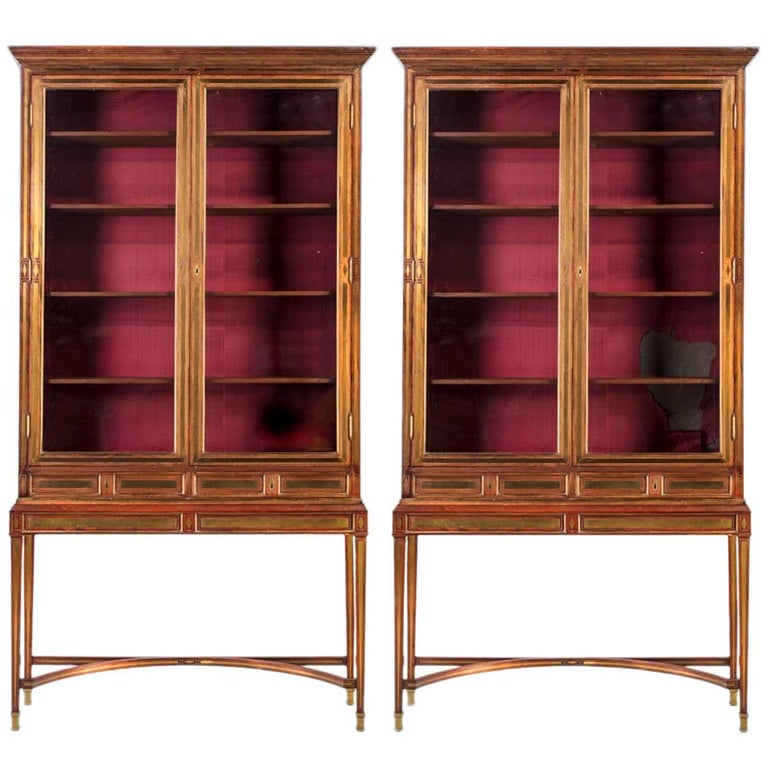 Pair of 20th Century Inlaid Russian Display Cabinets For Sale