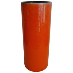 High Orange Cylinder Vase by Georges Jouve, circa 1956