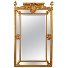 Louis XVI Style Carved Giltwood and Composition Marginal Mirror 5