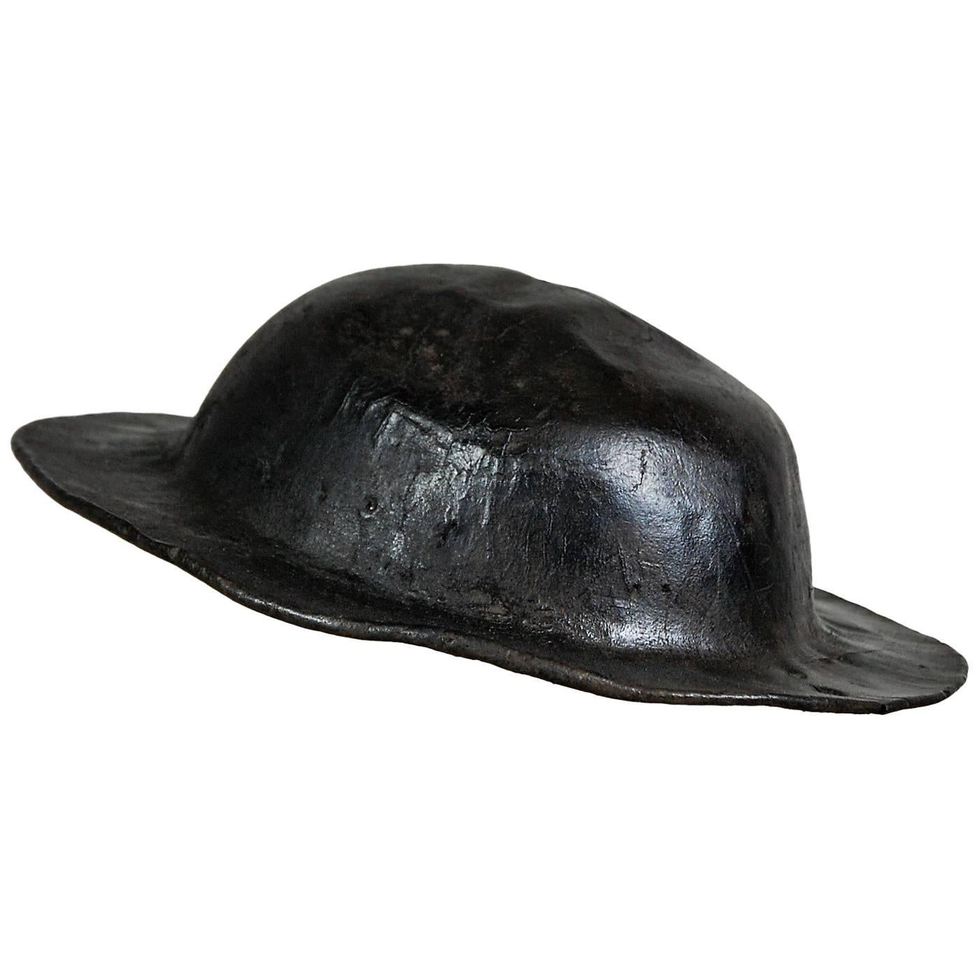 casque de mineur français en cuir du 19ème siècle