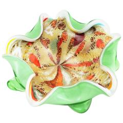 Massive Dino Martens Avem Zanfirico Gold Flecked Tutti Frutti Flower Glass Bowl