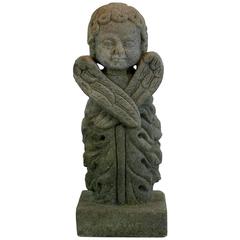 18th Century French Carved Sandstone Angel