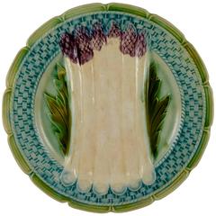 Orchies French Faïence Majolica Asparagus Plate, circa 1885