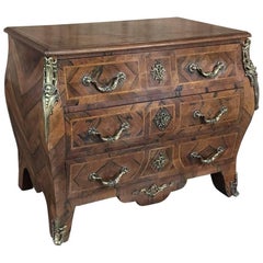 19th Century French Bombe Rosewood Marble Top Marquetry Commode