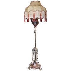 Art Nouveau Hinks & Sons Copper and Brass Telescopic Standard Oil Lamp