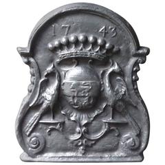 Vintage French Louis XIV Style 
Coat of Arms
 Fireback