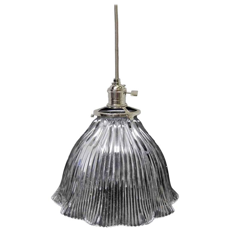 1920s Holophane Glass Ribbed Prism Shade Pendant Light For At Ribbed Prism Shade Pendant Light