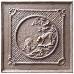 Antique French 'The Wolf and the Dog' Fireback