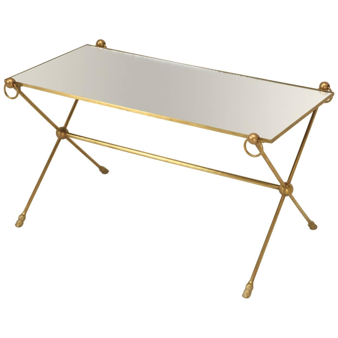 French Mid-Century Modern Coffee Table with Bronze Hoof Feet