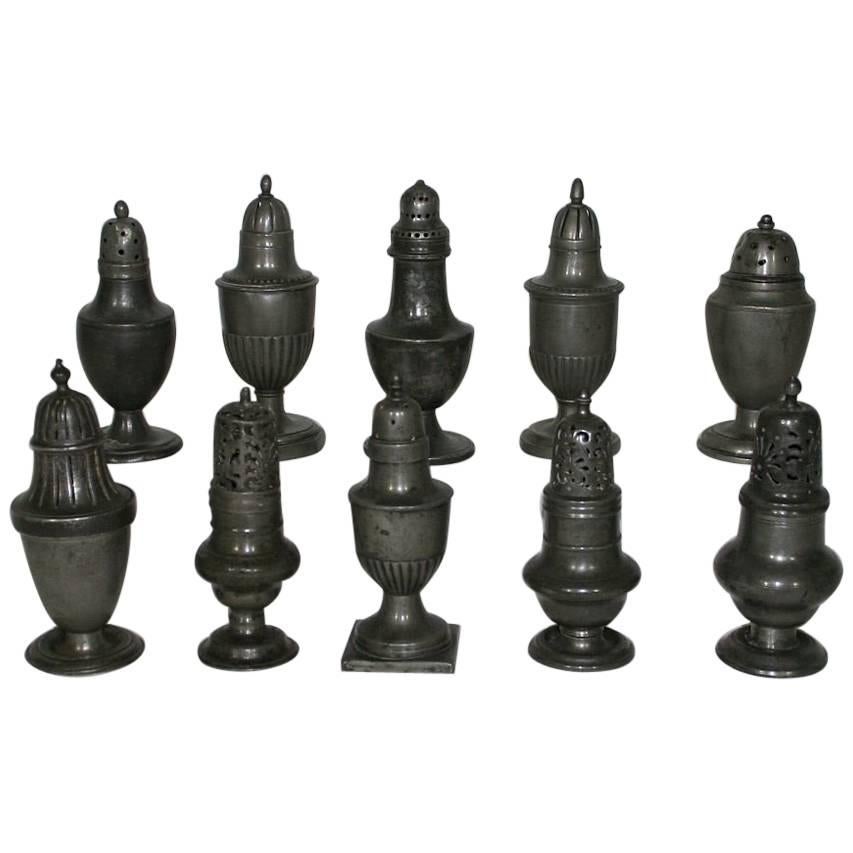 Unique Collection of 19th Century Dutch Pewter Sugar Casters