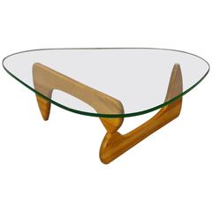 Early 1950s Isamu Noguchi Birch Base Glass Top Coffee Table