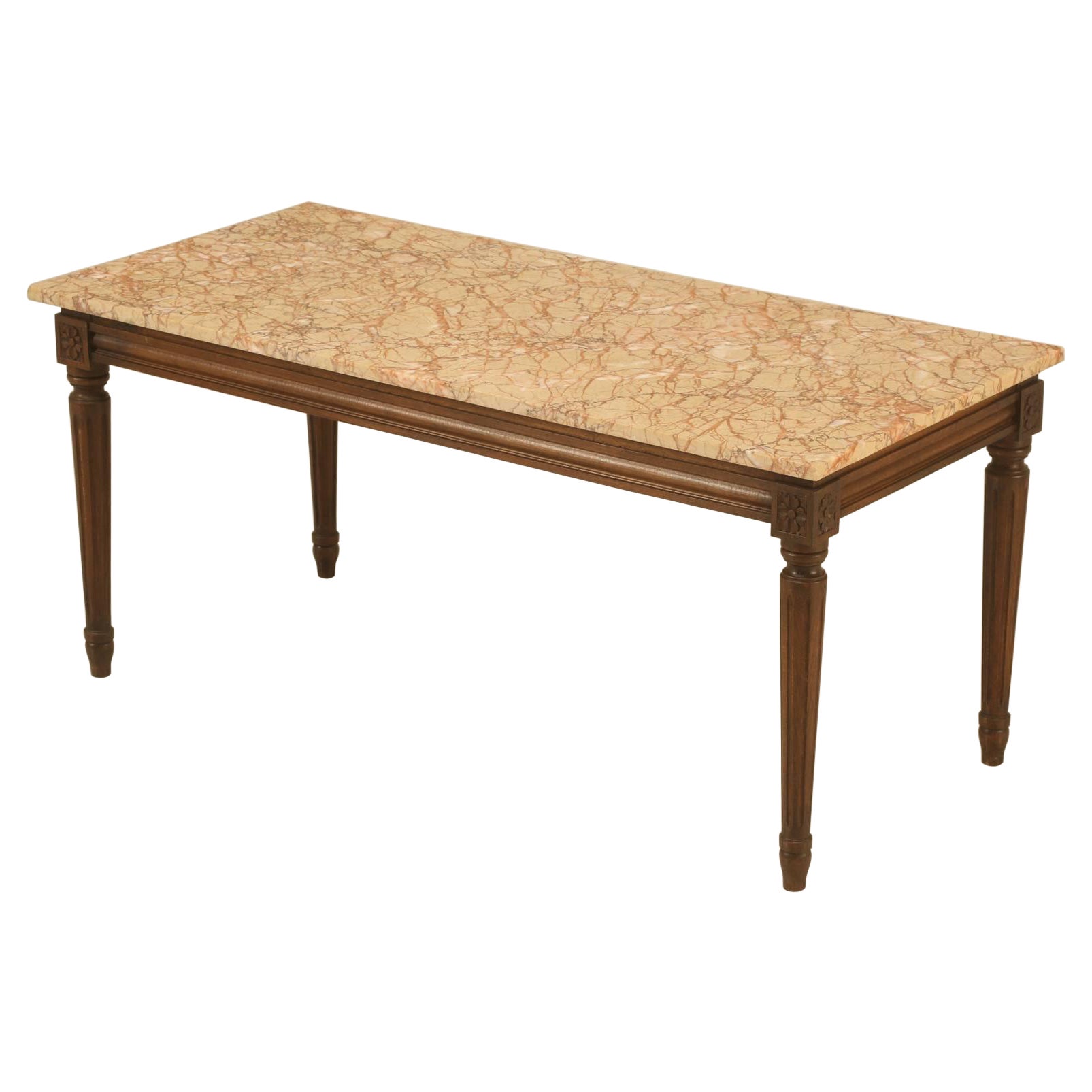 French Coffee Table in Louis XVI Style with Marble Top