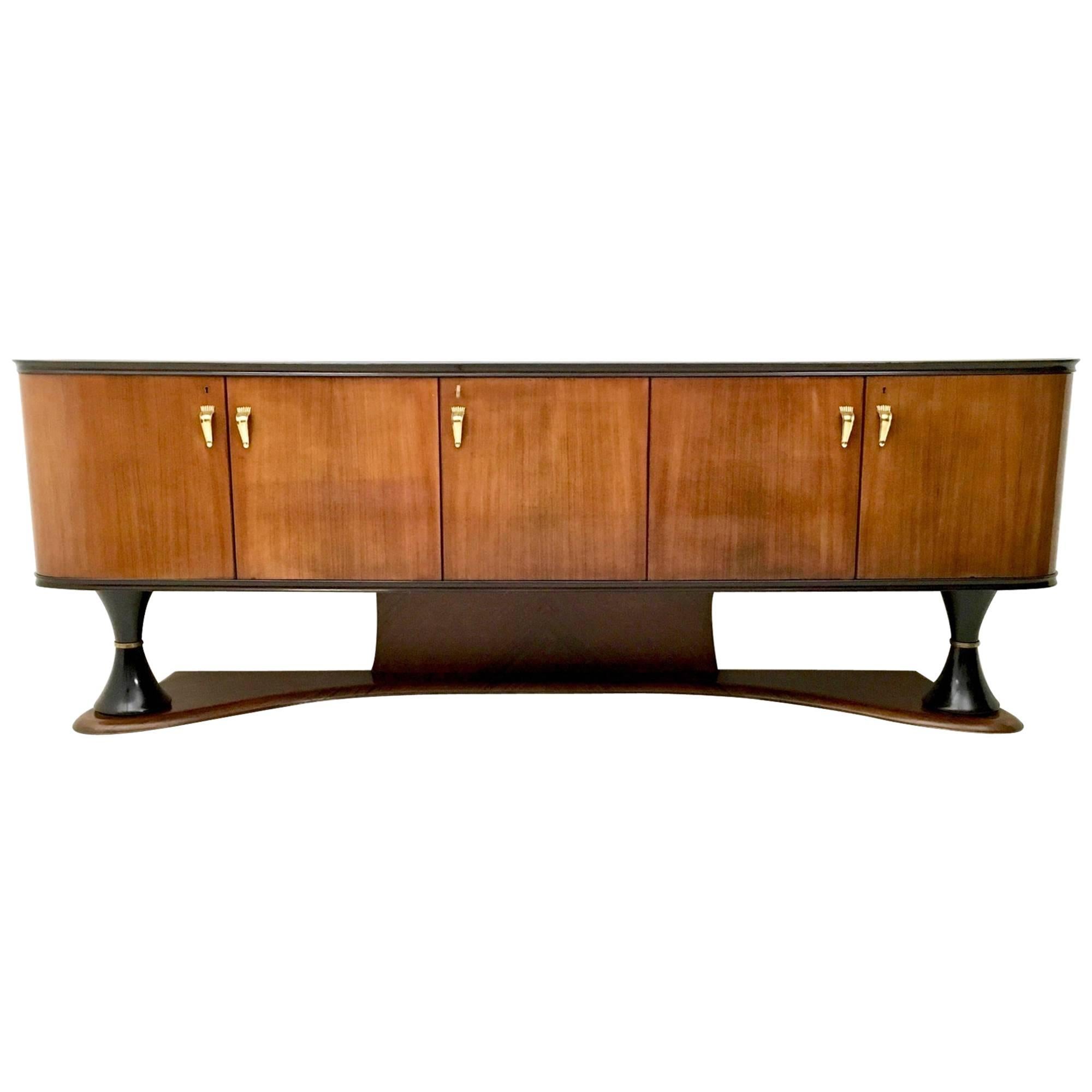 Majestic Turned Wood and Ebonized Wood Sideboard, Italy, 1950s