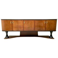 Majestic Turned Ebonized Wood and Rosewood Sideboard, Italy, 1950s 7