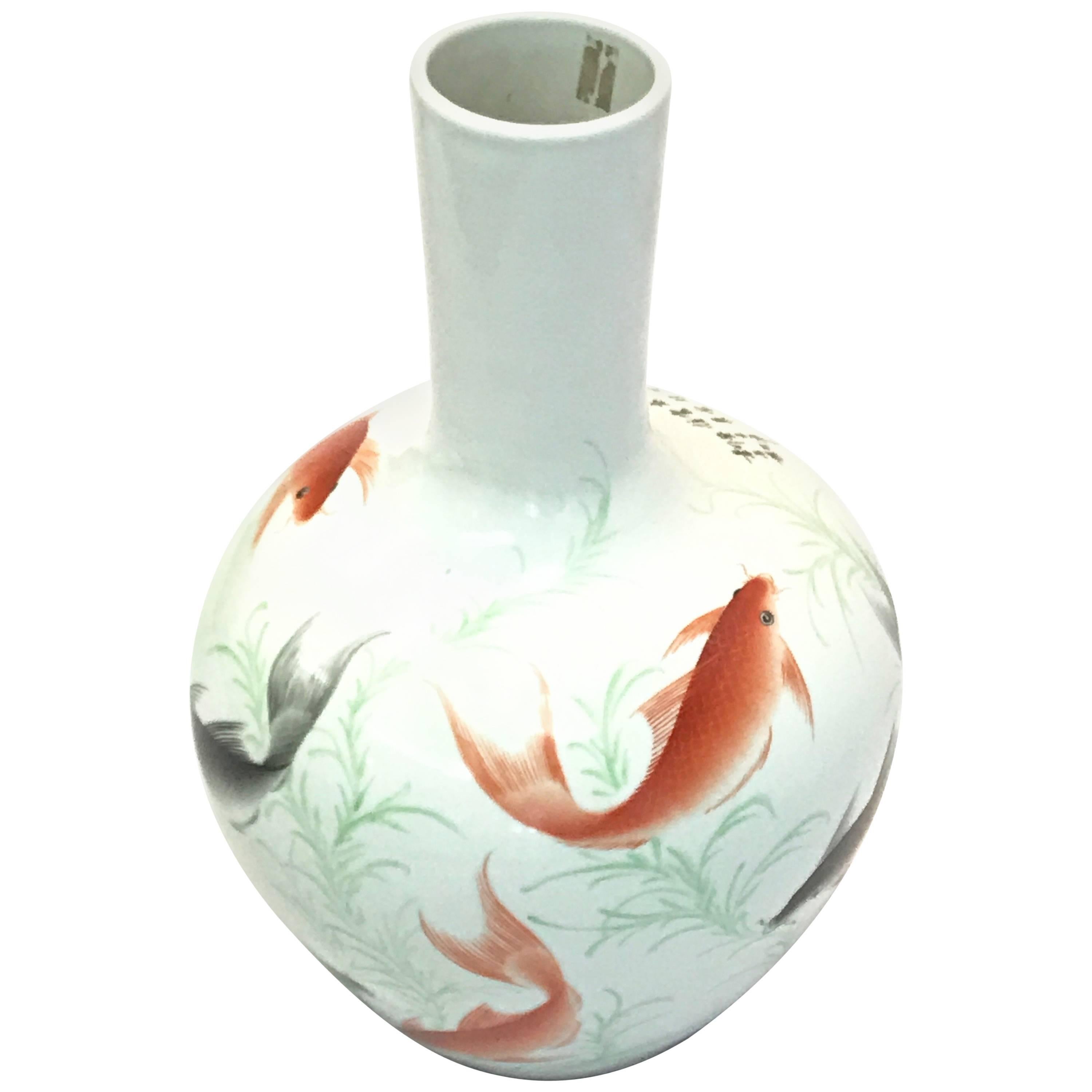 Koi Pond Japanese Ceramic Vessel For Sale