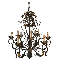 Gilded Wrought Iron Chandelier 10