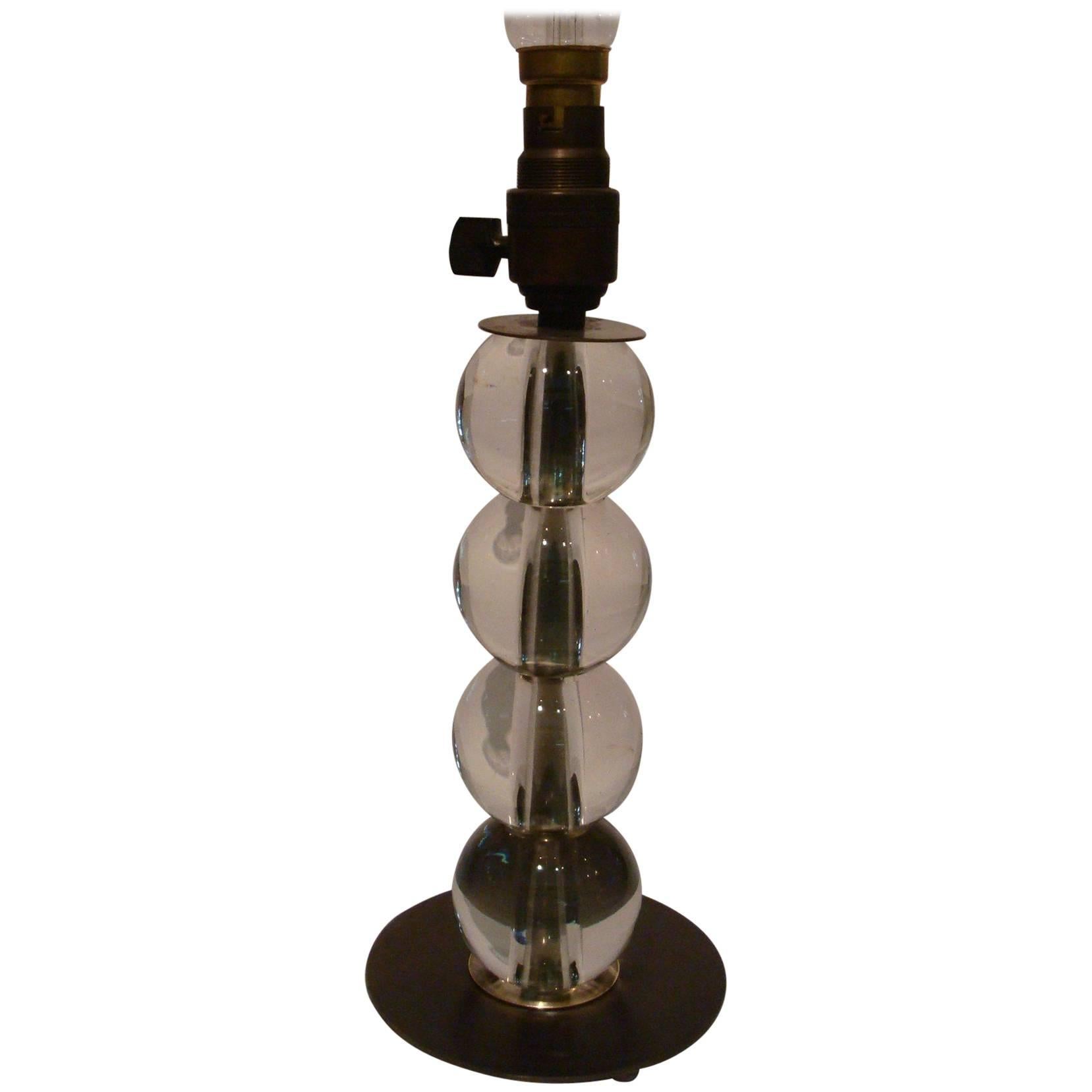 Lampada da tavolo con sfere di cristallo Art Déco di Jacques Adnet, Francia, anni '30 in vendita