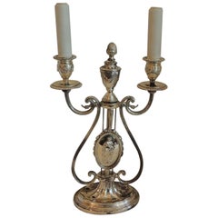 Wonderful E.F. Caldwell Neoclassical Silvered Bronze Candelabra Fine Table Lamp