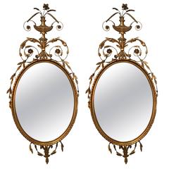 Pair of Gilt Gold Adams Style Wall Console Mirrors Pair of Gilt Gold Adams Style Wall Console Mirrors