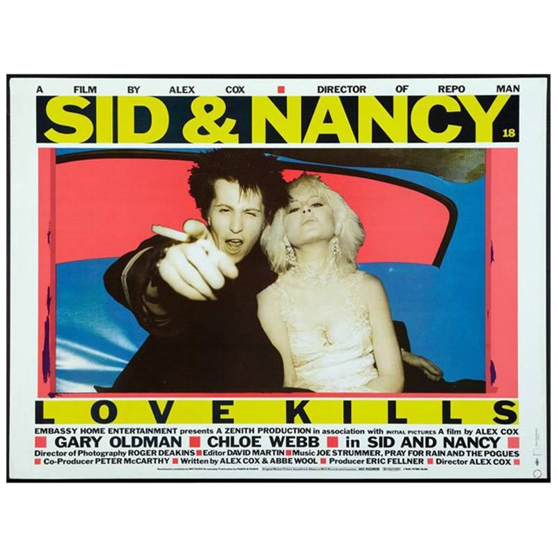 ROLLED GOLD FOIL EMBOSSED 1986 SID AND NANCY ORIGINAL MOVIE POSTER 