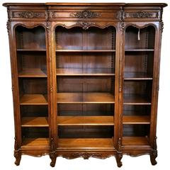 Walnut Breakfront Bookcase