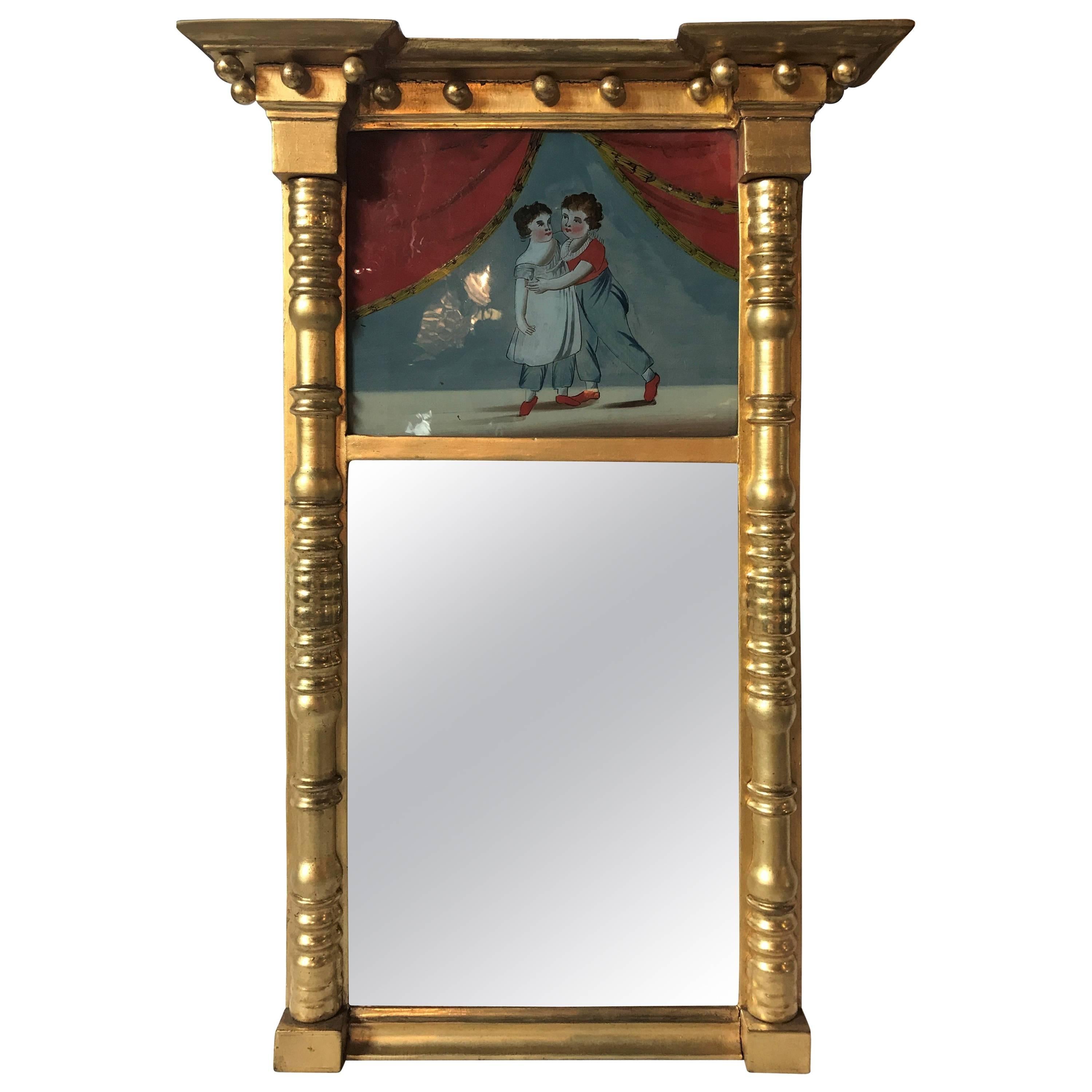 19th Century Federal Guild Gold Framed Wall Mirror For Sale