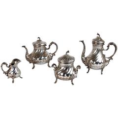 French Rococo Sterling Silver Tea Set Four Pieces