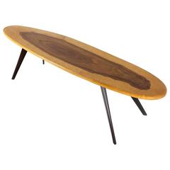 Vintage Italian Surfboard Coffee Table in Solid Walnut and Rosewood, 1960s