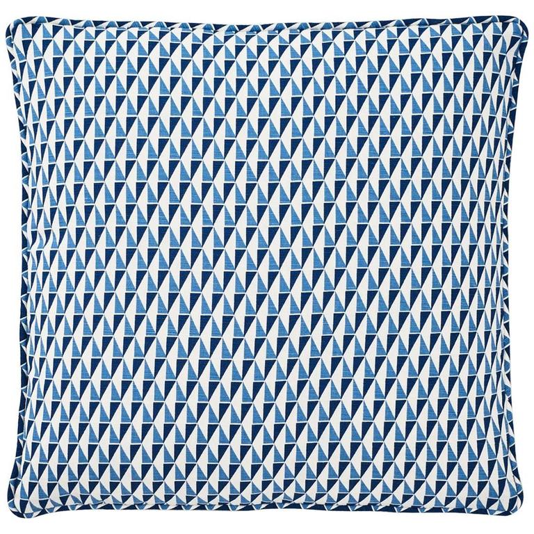 Schumacher Frank Lloyd Wright Design 107 Blue Two-Sided 18" Pillows, Pair For Sale