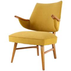 Scandinavian Armchair in Oak with New Upholstery, circa 1960