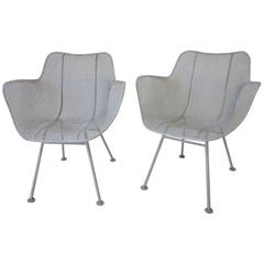 Russell Woodard Sculptura Welded Wire Armchairs in the Style of Eames