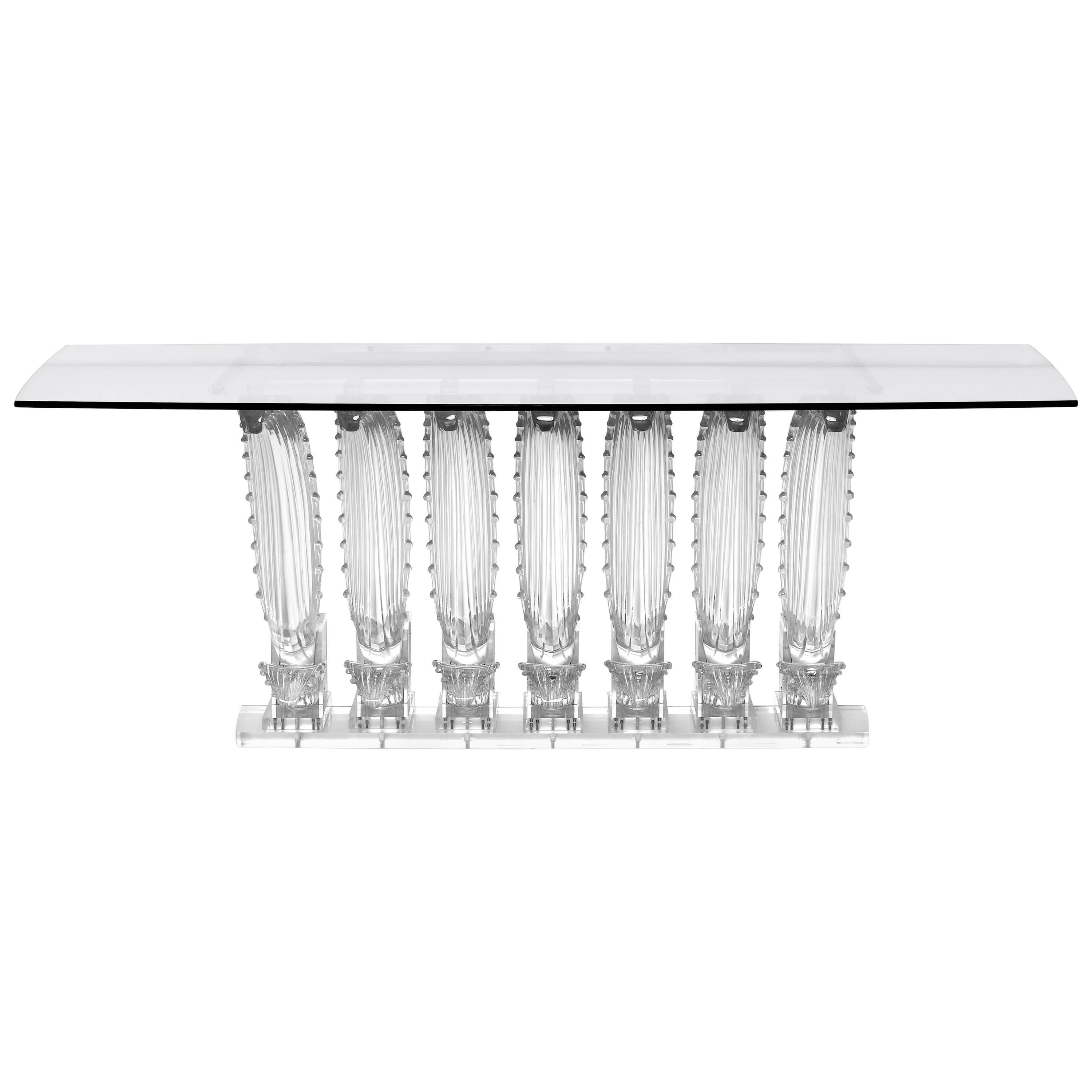 Lalique Rectangular Crystal Cactus Table For Sale