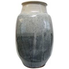 Warren MacKenzie Large Four-Sided Blue Vase