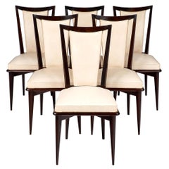 Set of Six Mid-Century Modern French Dining Chairs