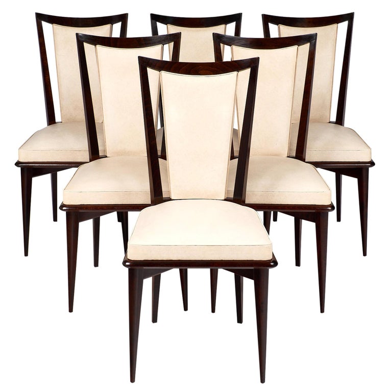 Set of Six Mid-Century Modern French Dining Chairs at 1stDibs
