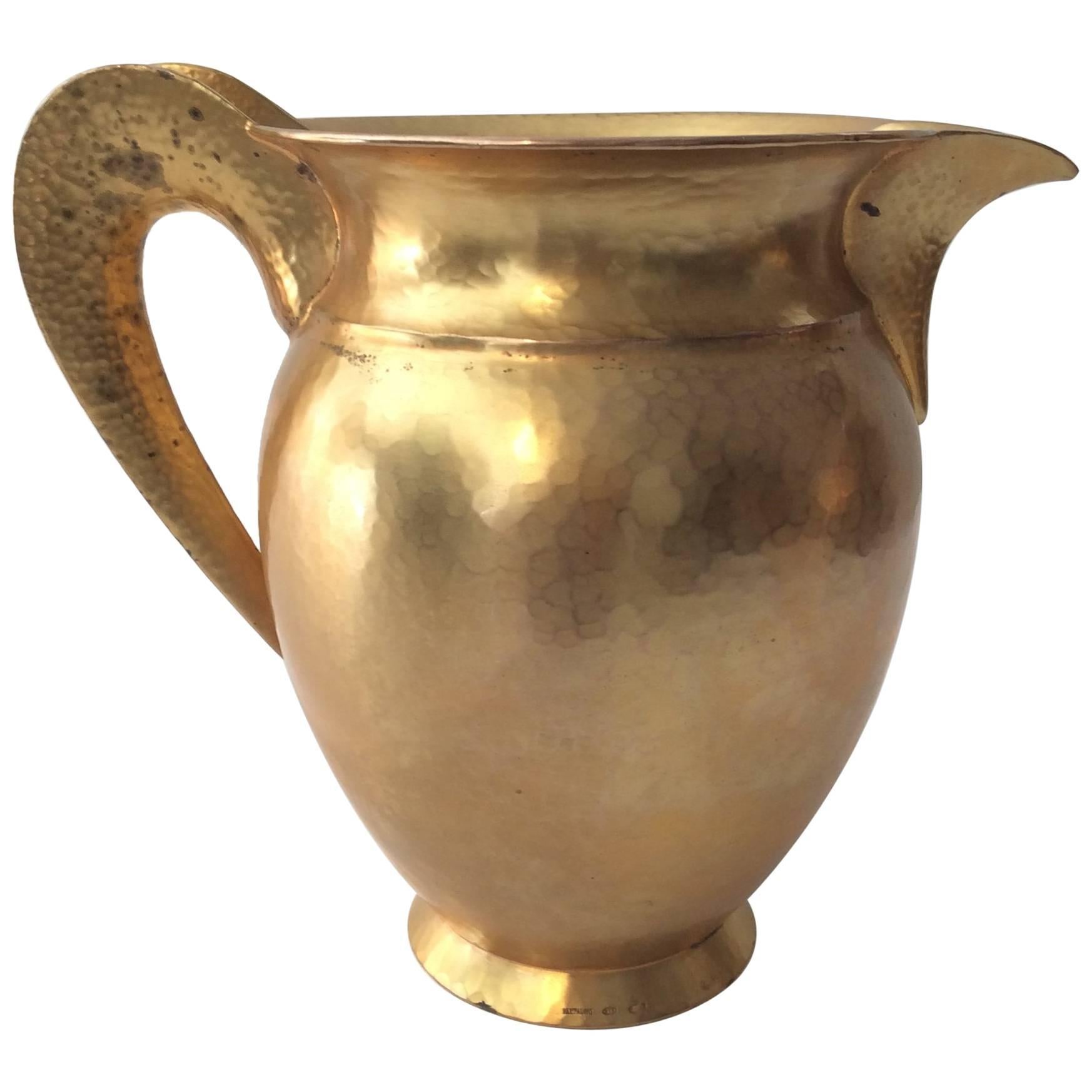 20th Century Hi-End Italian Florence Pampaloni Sterling Gilded Water Pitcher  For Sale