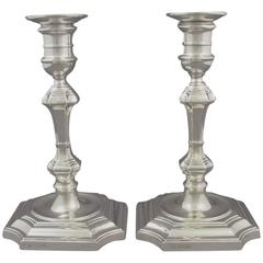 Antique Pair of English Sterling Silver Candlesticks