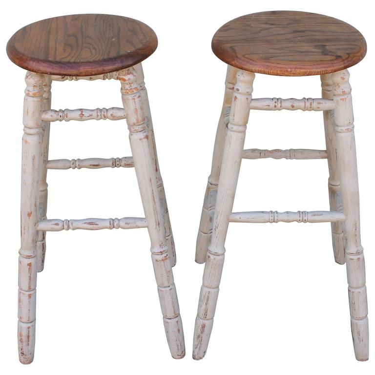 Paiir Of Grey Painted Bar Stools At 1stdibs Paiir Of Grey Painted Bar Stools For
