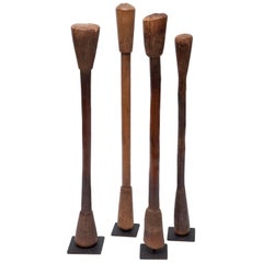 Retro Set of Four Mounted Dogon Tribe Pestles