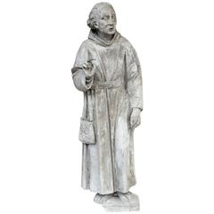 Antique Belgian Plaster Religious Saint "Master" Altarpiece Mounted on Acrylic