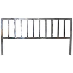 Mid-Century Modern Milo Baughman style Polished Aluminium King Size Headboard