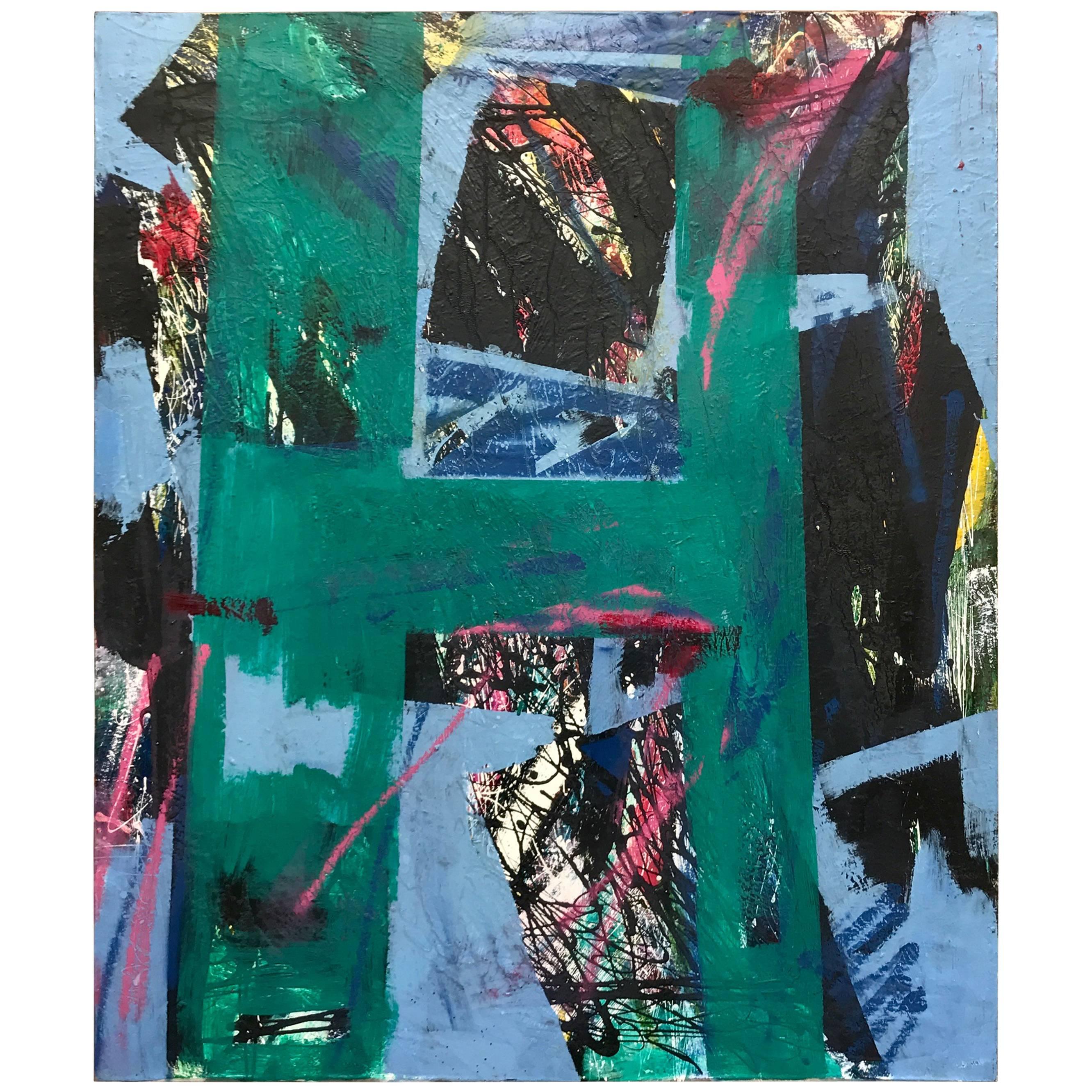 Large Modernist Abstract Oil Painting by W N Y Artist Paul Findlay