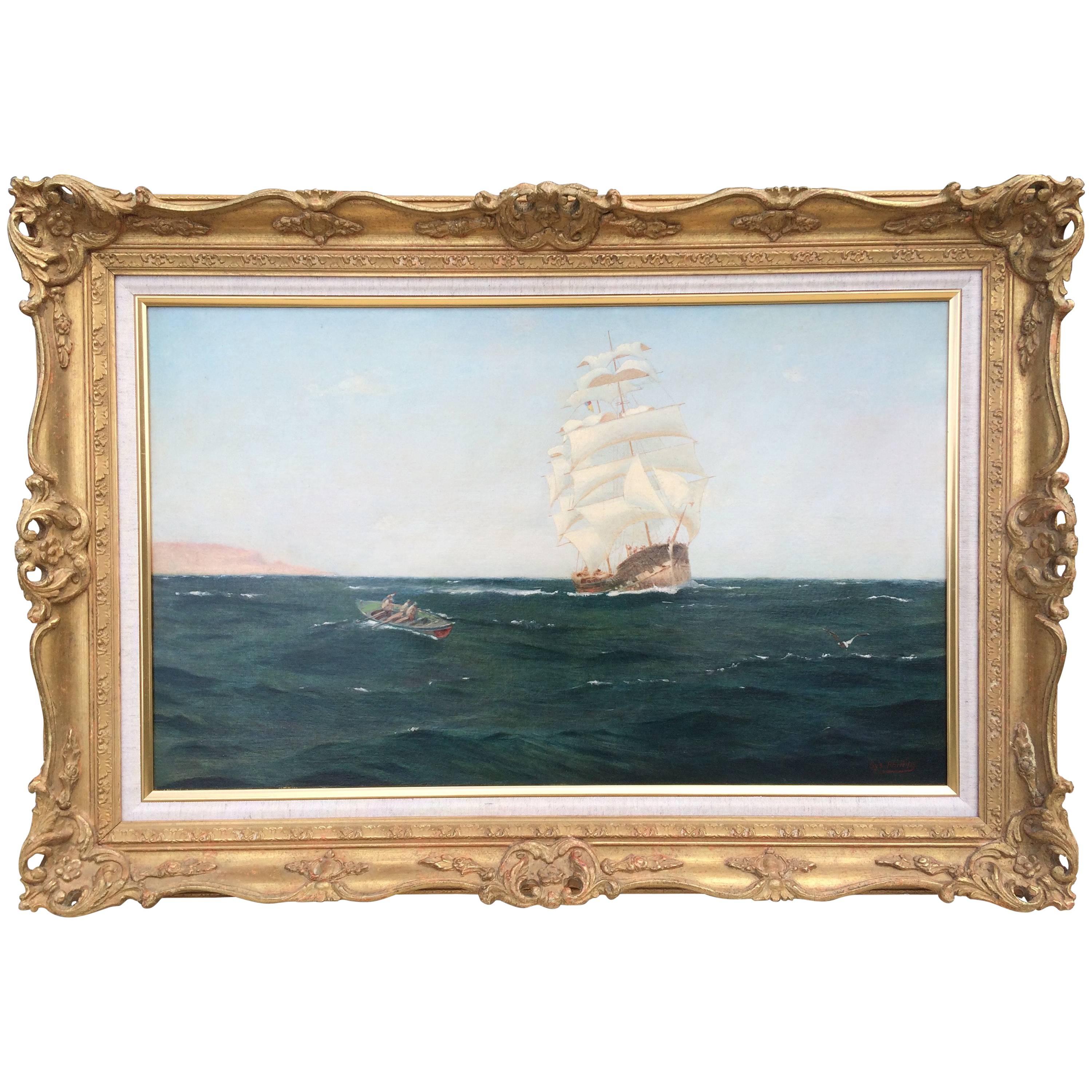 "Going Ashore" by Sydney Phillips, 19th Century British Marine Painting
