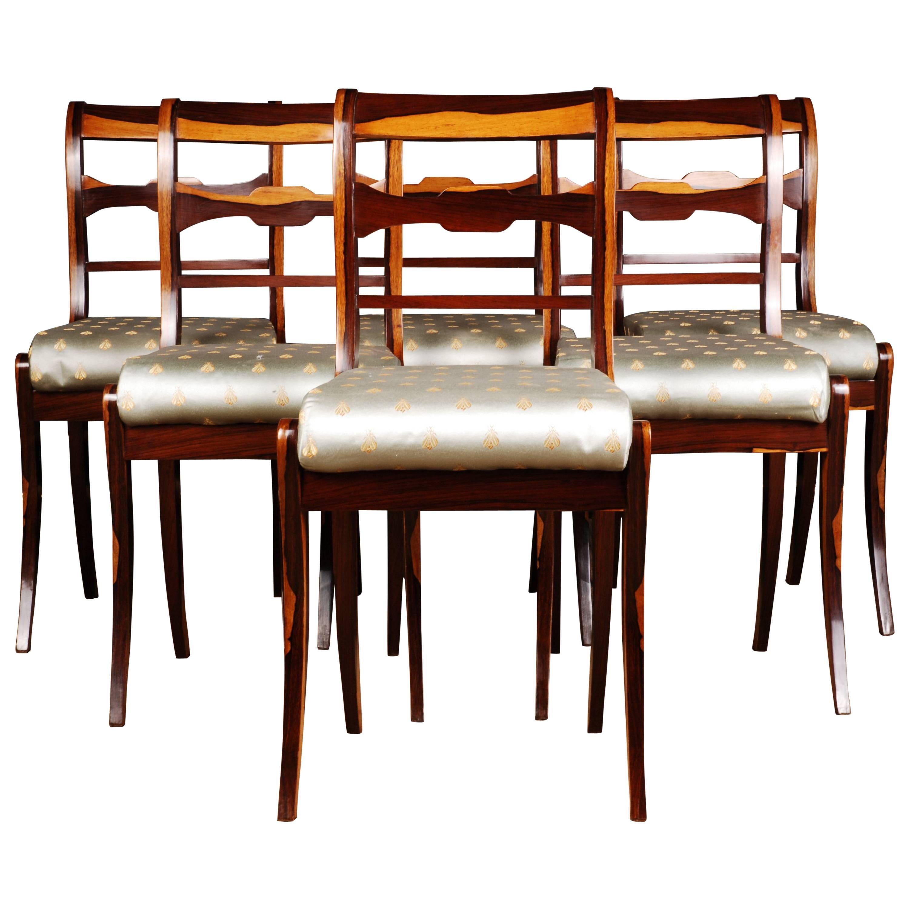 20th Century Six Chairs in the Biedermeier Style Palisander  Veneer on Beechwood