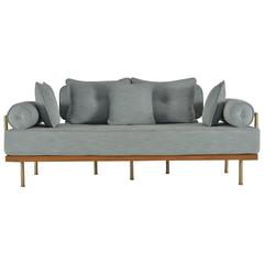 Bespoke Handmade Love-Seat, Reclaimed Teak and Solid Brass Frame, by Tendercool 8