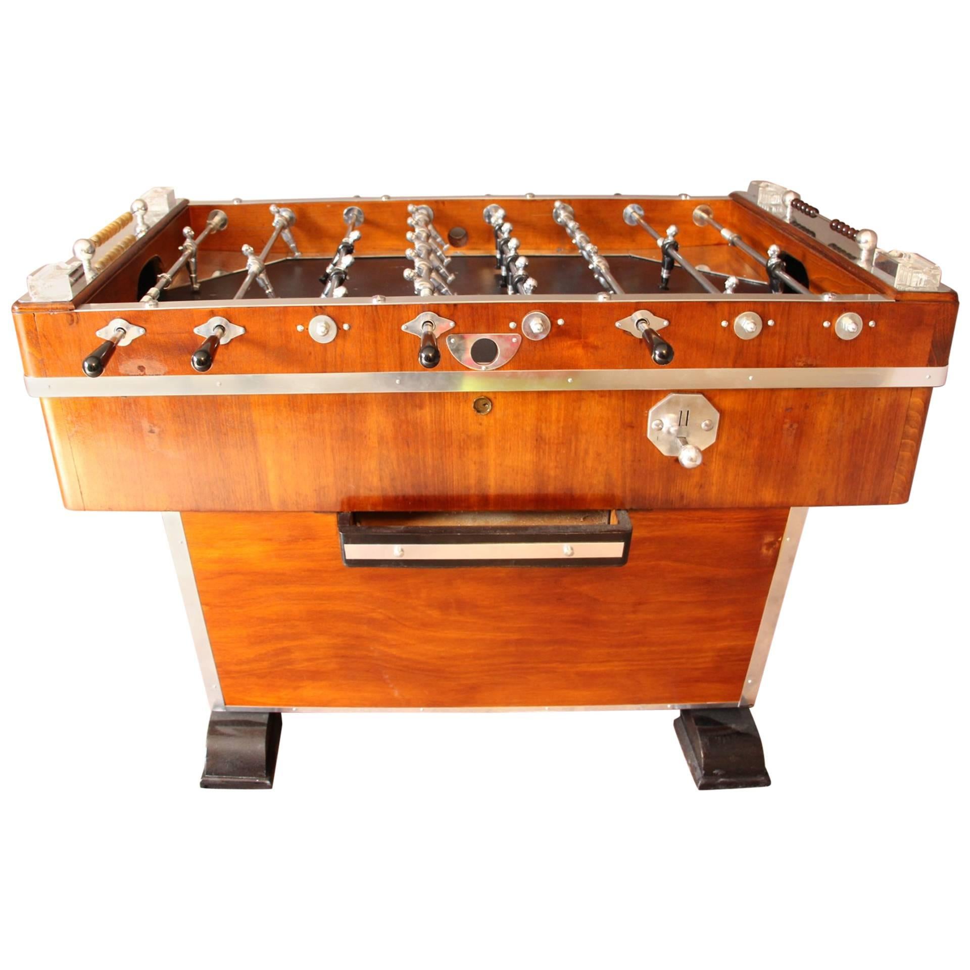 1920s French Foosball Table in Wood and Aluminium