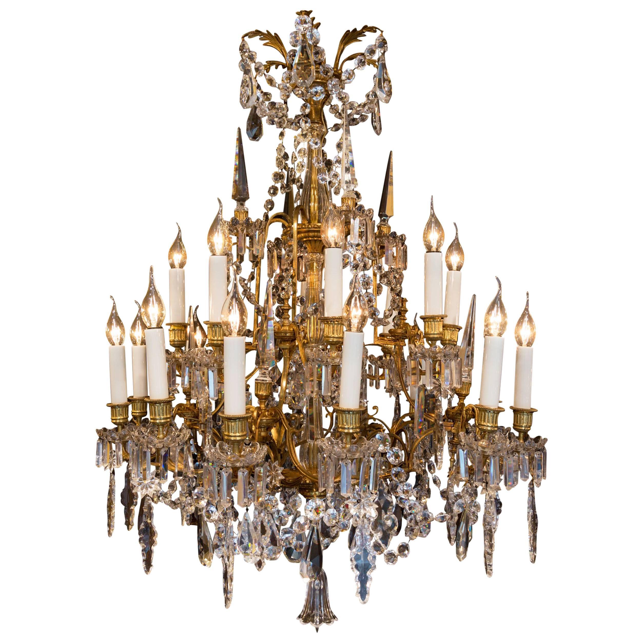 Late 19th Century Ormolu and Crystal Chandelier Sign by Cristalleries Baccarat