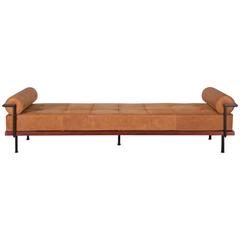 Bespoke Double Day Bed, Reclaimed Teak, Solid Brass, Leather 6