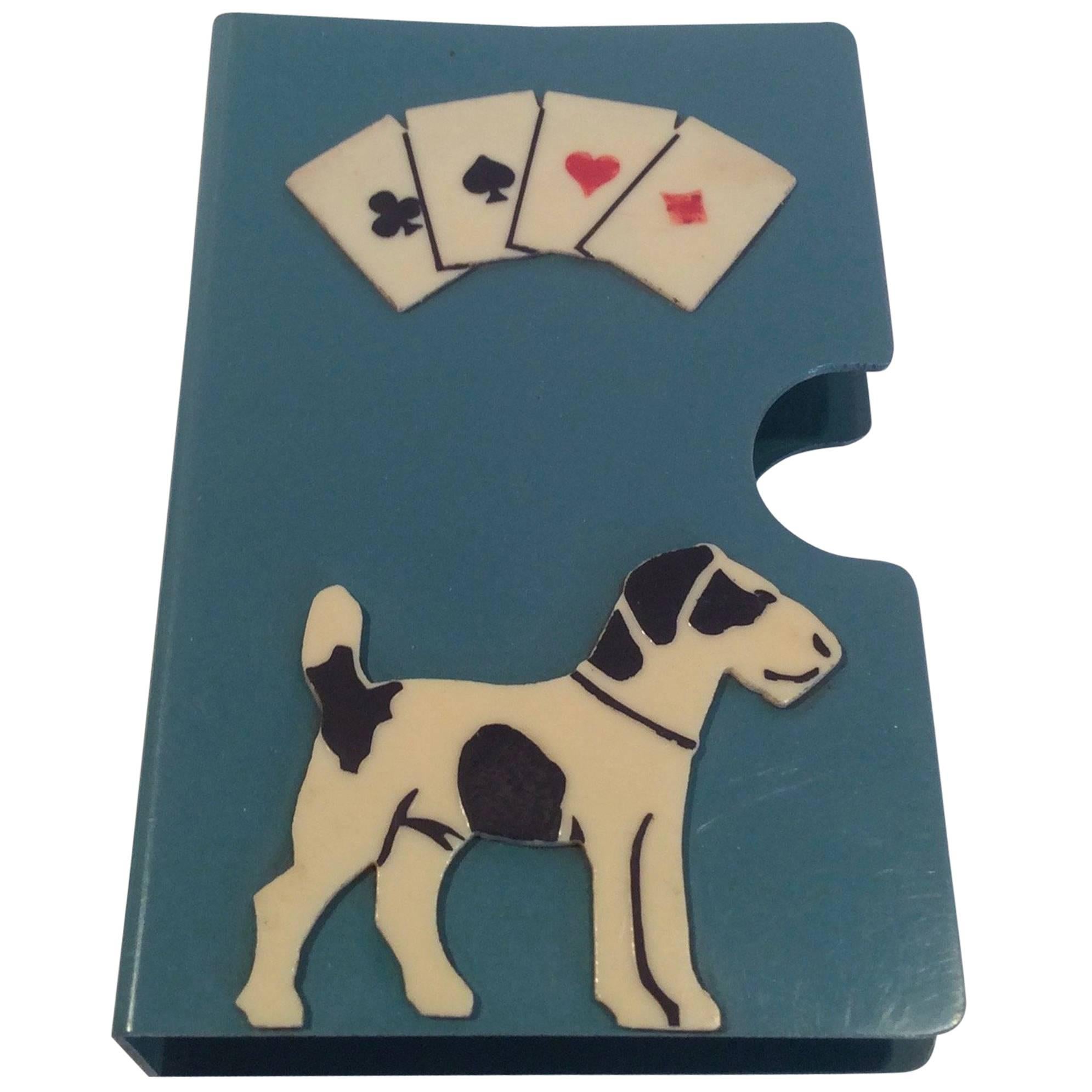 Art Deco Bakelite Card Case with Dog Decoration